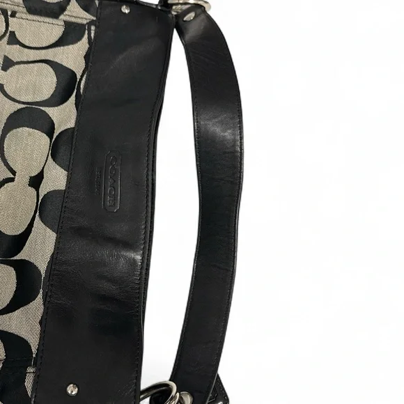 Coach Signature Black & Khaki Canvas Shoulder Bag - Picture 7 of 11